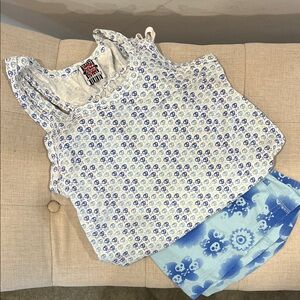 Scanty Brand Skull Print Blue & White Pajama Tank Set
